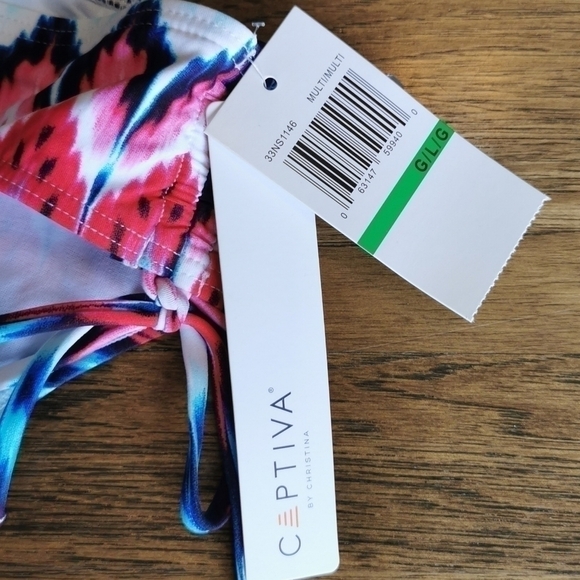CAPTIVA By Christina Bikini Bottom Red Blue Large New - Picture 4 of 5